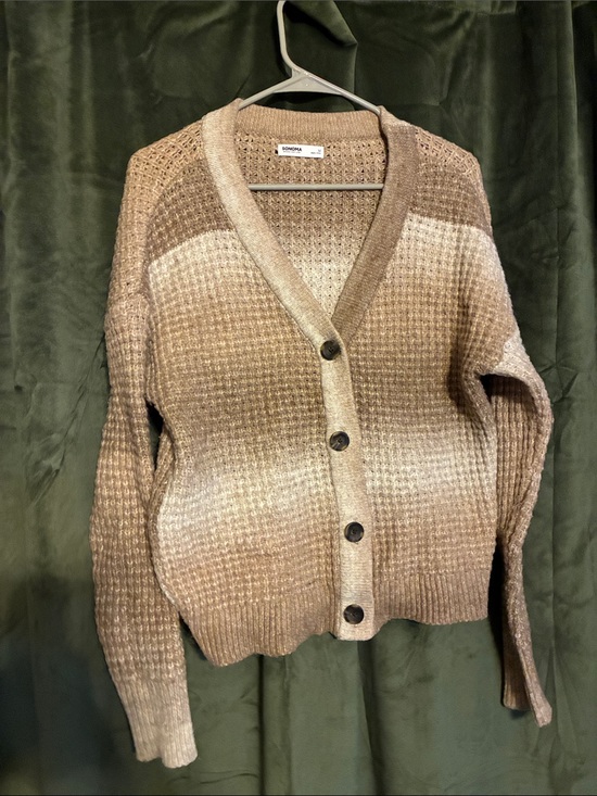 Sonoma Sweaters - Sonoma Ombré Knit Button Cardigan - Brown & Cream